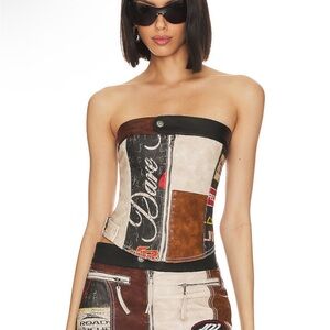 Jaded London Leather Patchwork Top